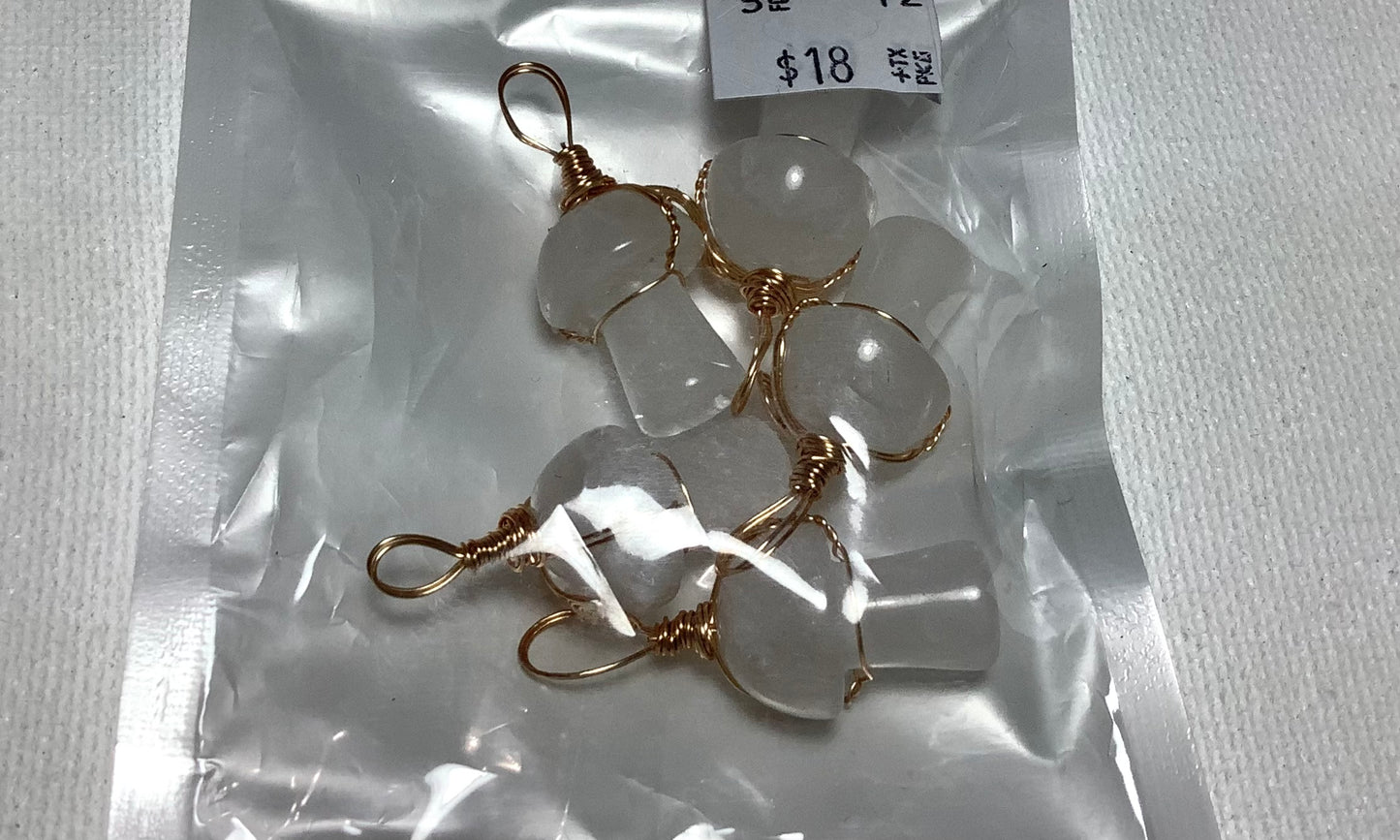 2023 Wire Wrapping Mini Mushroom Pendant Mix Stone 2cm