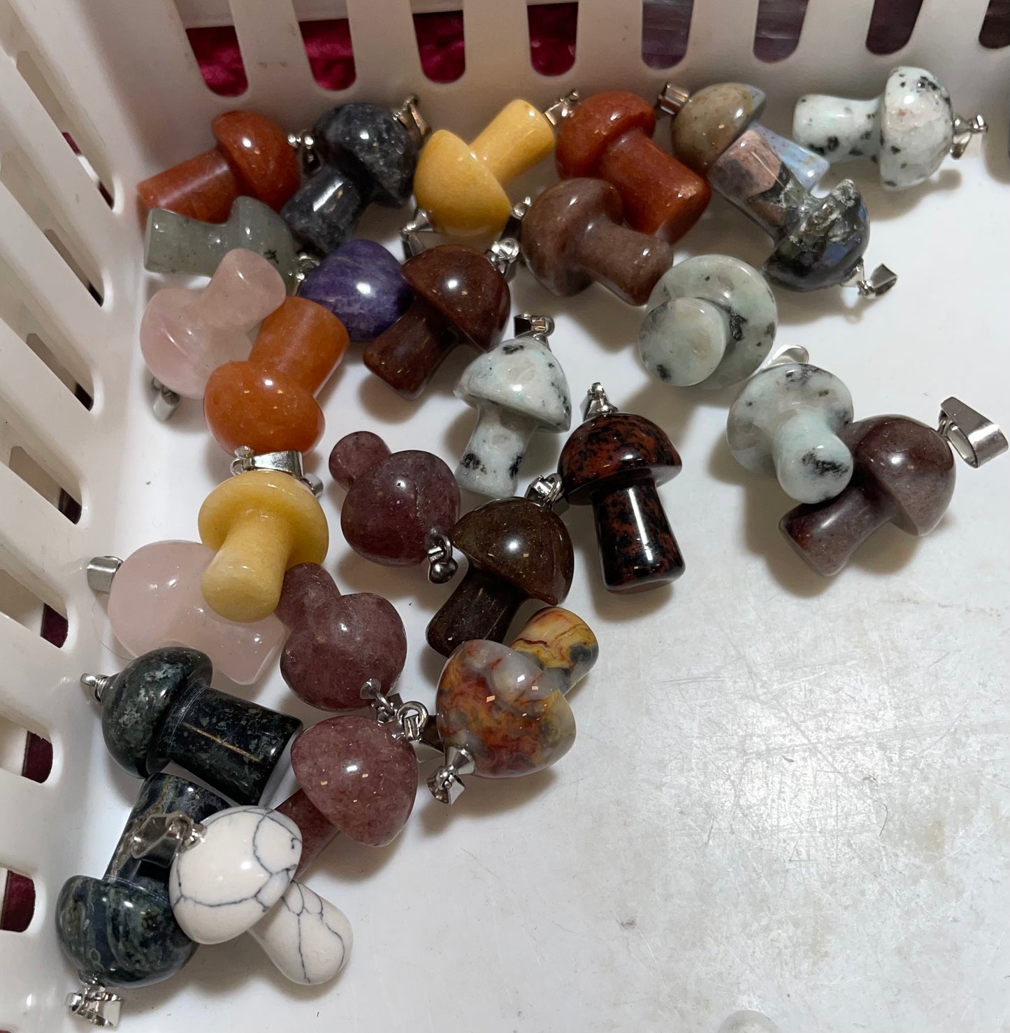 2023 Mini Mushroom Pendant Mix Stone 2cm