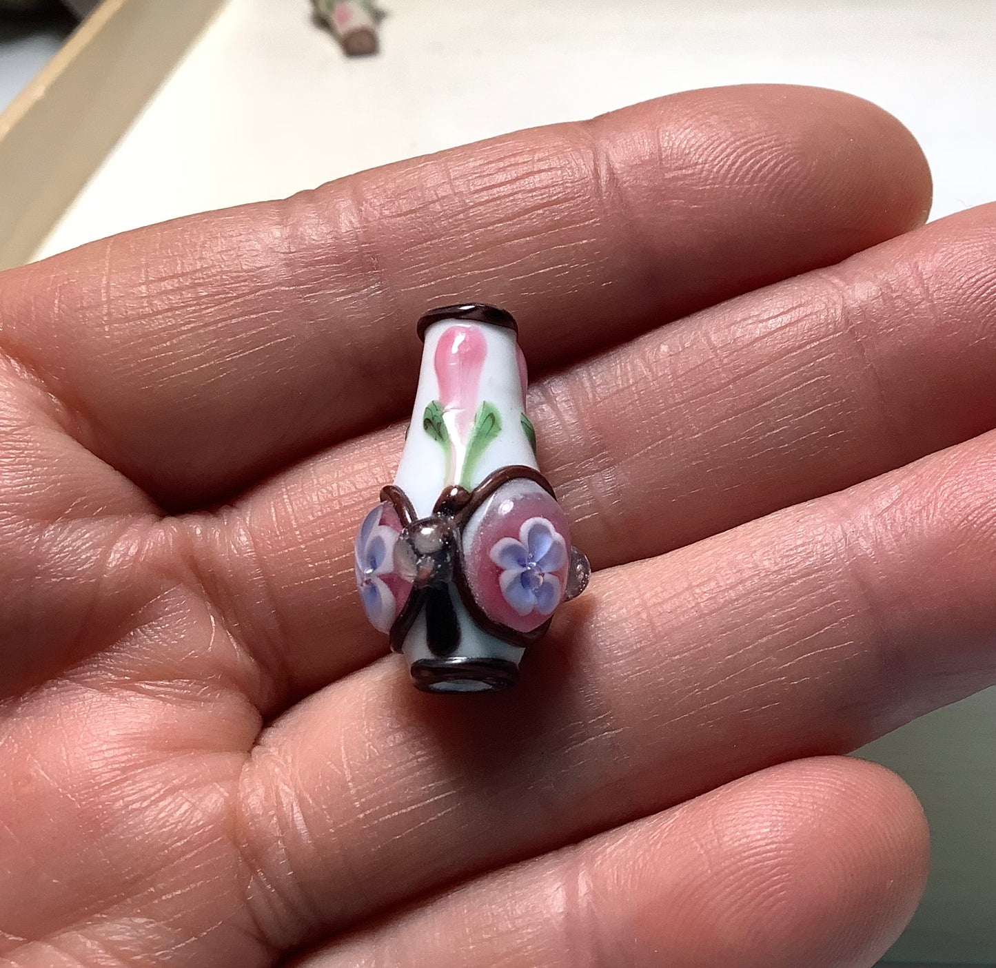 Lampwork Glass Beads Flower Vase