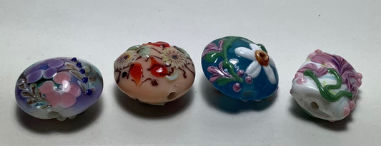 Lampwork Glass Beads Beautiful Flowers #002