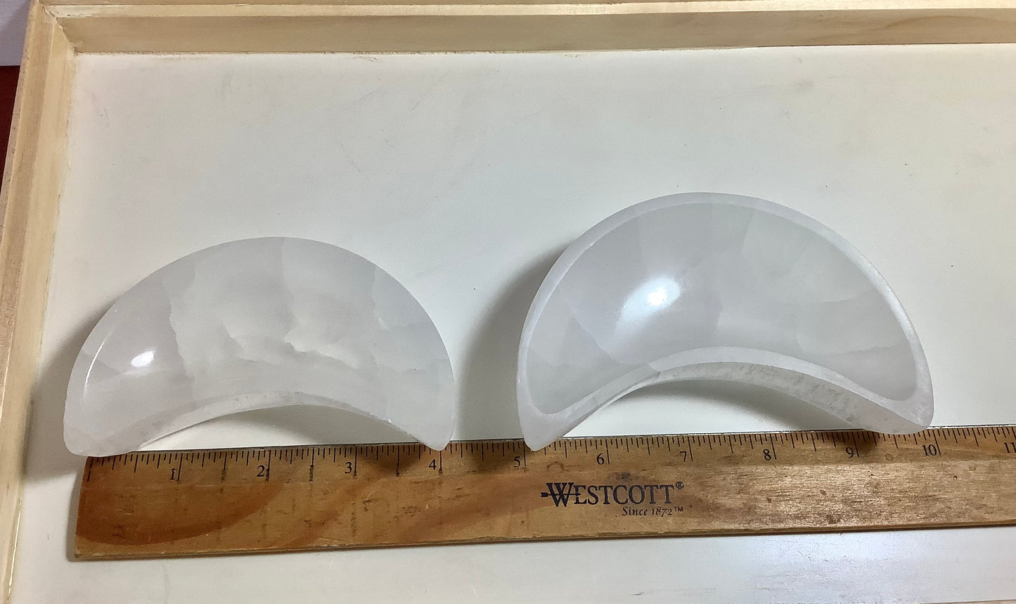 Selenite Bowl Half Moon Shaped Crystal Polished Charging Healing Bowl