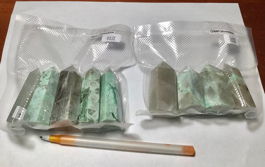 2023 Natural Green Moonstone Garnierite Points Tower Obelisk Healing wholesale price