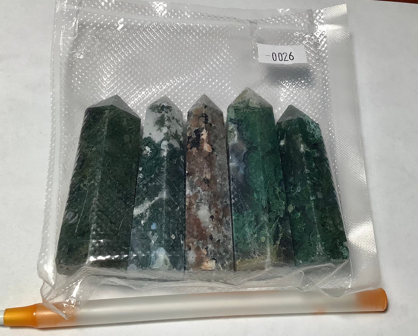 2023 Natural Moss Agate Points Tower Obelisk Healing wholesale price