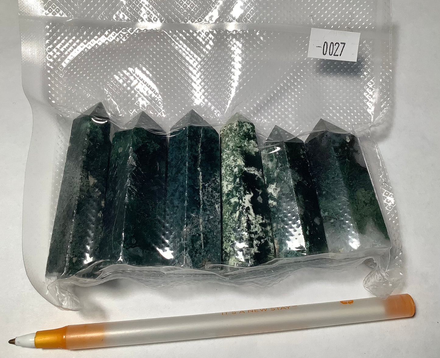 2023 Natural Moss Agate Points Tower Obelisk Healing wholesale price