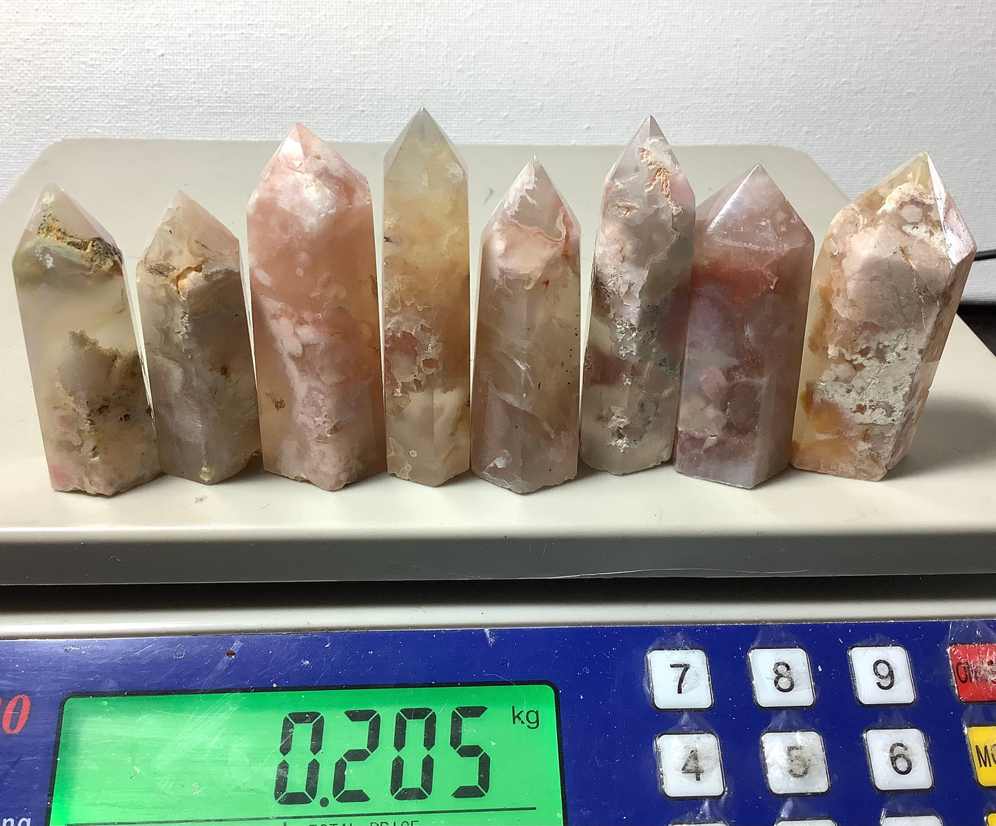 2023 Natural Flower Agate(Cherry Blossom Agate) Points Tower Obelisk Healing wholesale price