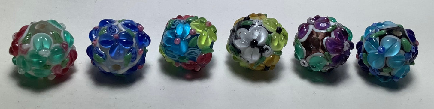 Lampwork Glass Beads Beautiful Flowers #001