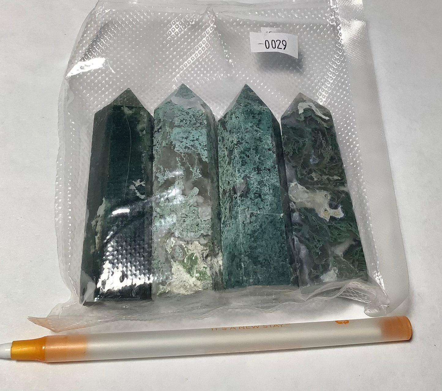 2023 Natural Moss Agate Points Tower Obelisk Healing wholesale price