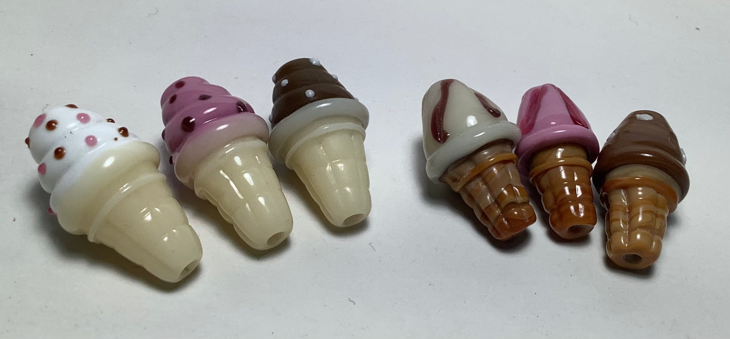 Lampwork Glass Beads Ice Cream