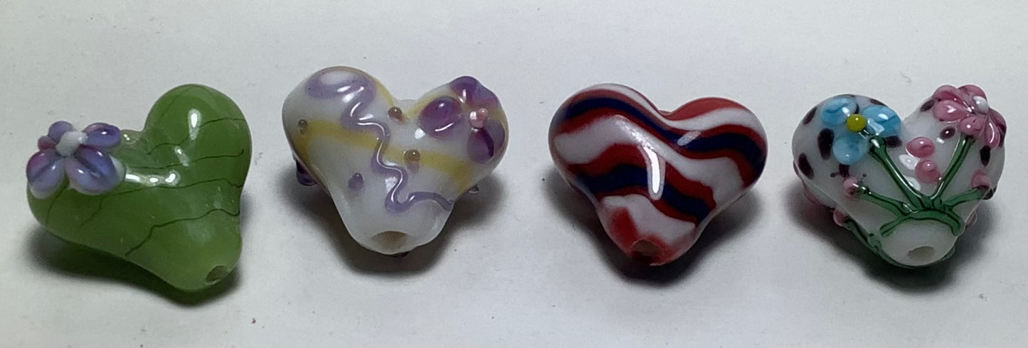 Lampwork Glass Beads Hearts