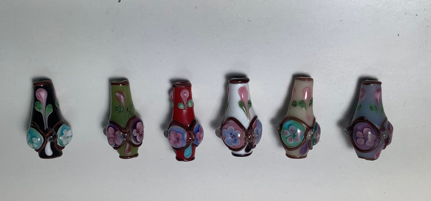 Lampwork Glass Beads Flower Vase