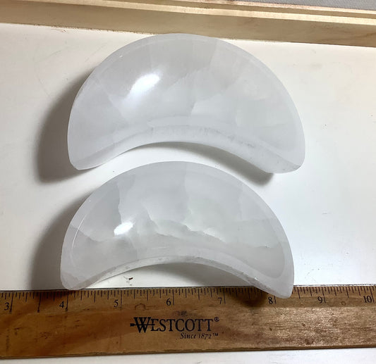 Selenite Bowl Half Moon Shaped Crystal Polished Charging Healing Bowl