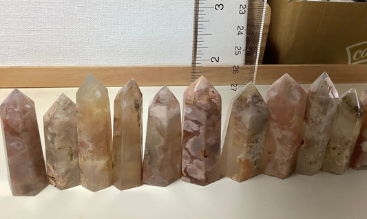 2023 Natural Flower Agate(Cherry Blossom Agate) Points Tower Obelisk Healing wholesale price