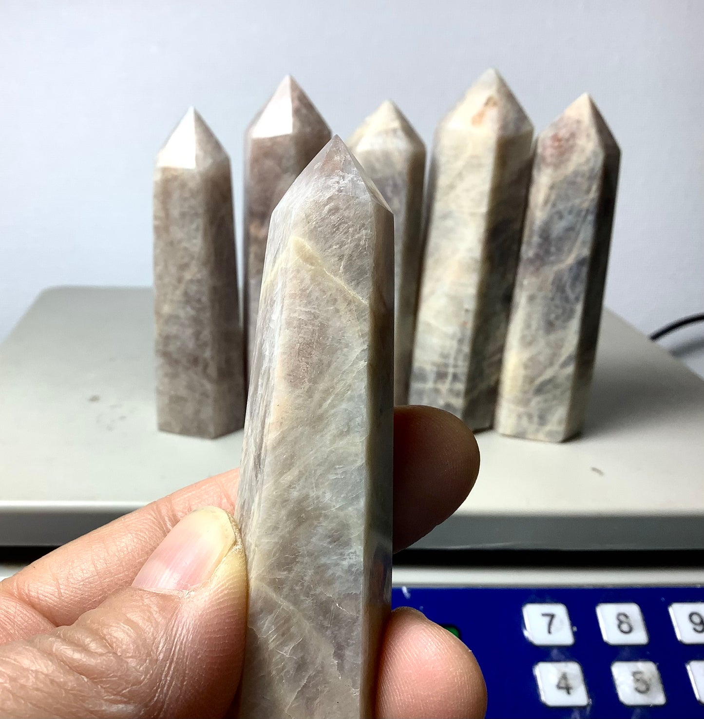 Natural Gray Moonstone Point Tower Obelisk Healing wholesale price