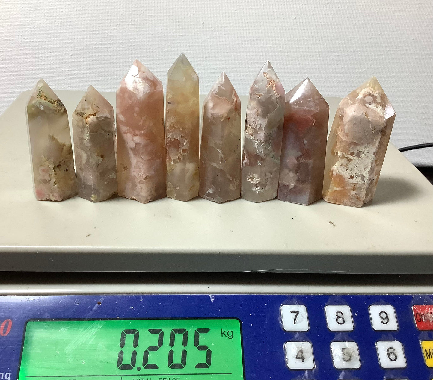 2023 Natural Flower Agate(Cherry Blossom Agate) Points Tower Obelisk Healing wholesale price