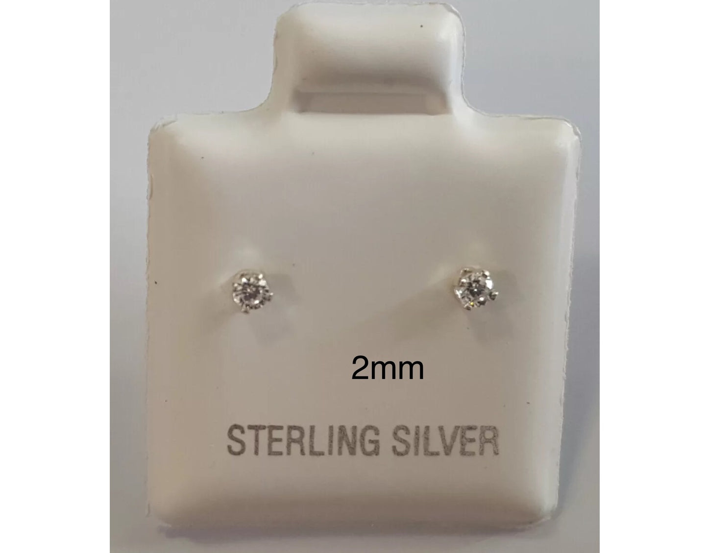 2mm Round CZ Stud 925 Sterling Silver Earrings