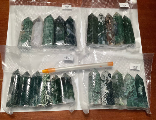 2023 Natural Moss Agate Points Tower Obelisk Healing wholesale price
