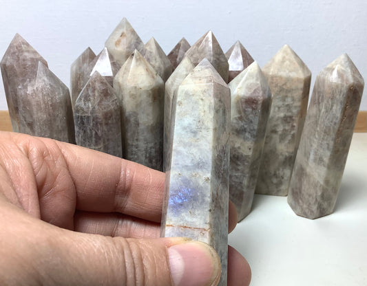 Natural Gray Moonstone Point Tower Obelisk Healing wholesale price